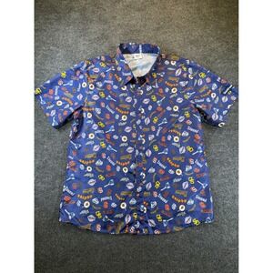 BDA San Diego Padres MLB All Over Print Short Sleeve Button Down Shirt XL Blue